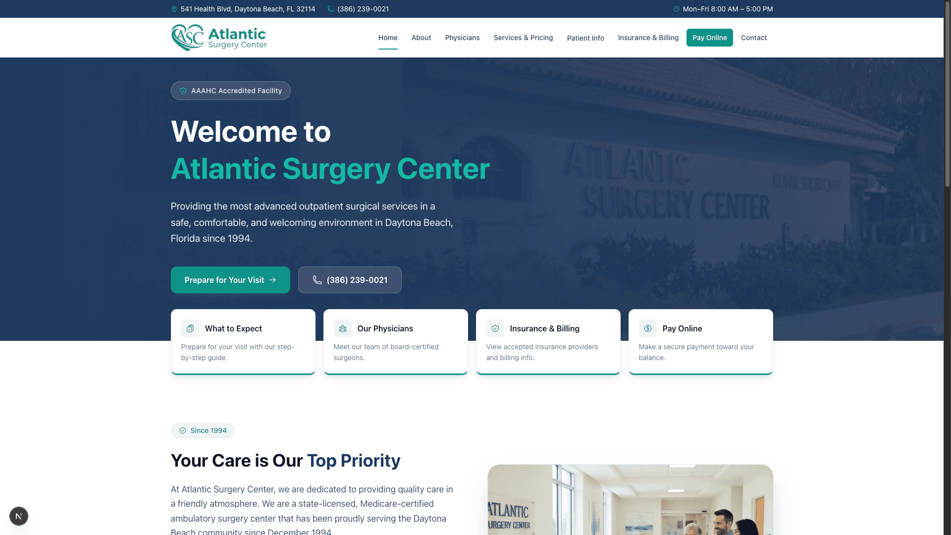Atlantic Surgery Center homepage