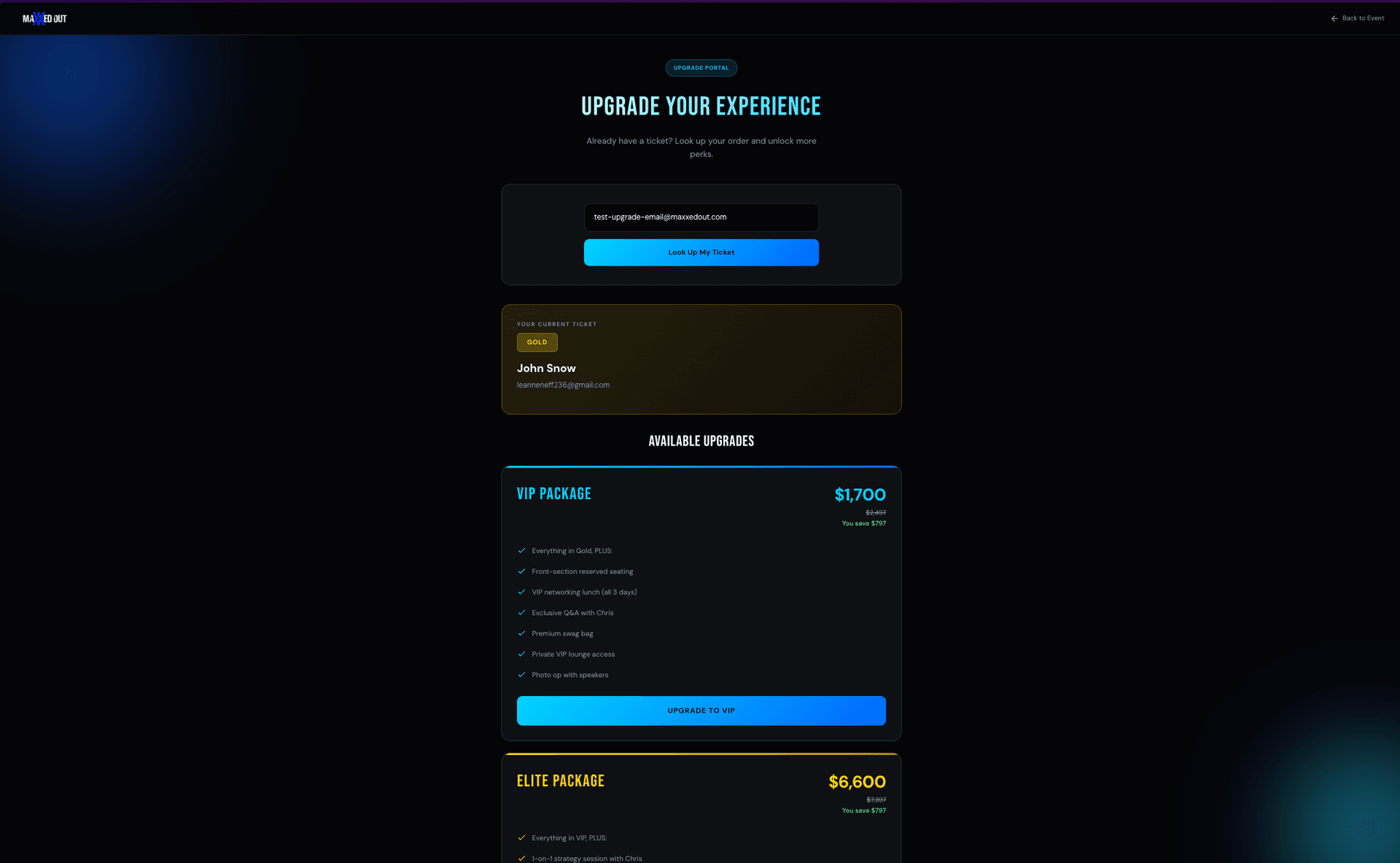 Ticket Upgrade Portal